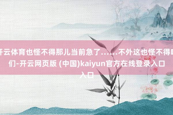 开云体育也怪不得那儿当前急了……不外这也怪不得咱们-开云网页版 (中国)kaiyun官方在线登录入口