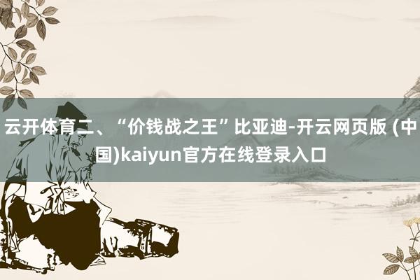 云开体育二、“价钱战之王”比亚迪-开云网页版 (中国)kaiyun官方在线登录入口