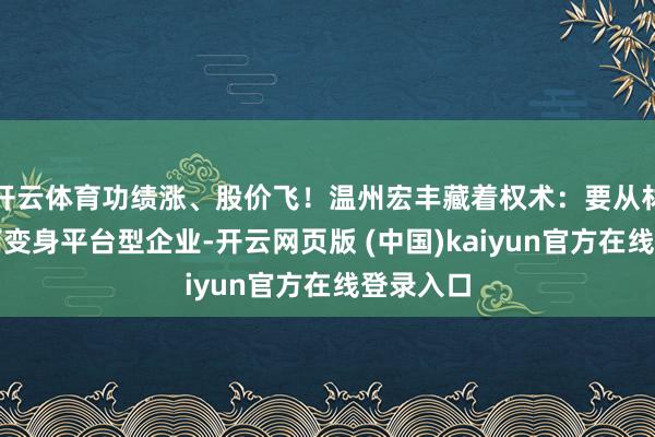 开云体育功绩涨、股价飞！温州宏丰藏着权术：要从材料供应商变身平台型企业-开云网页版 (中国)kaiyun官方在线登录入口