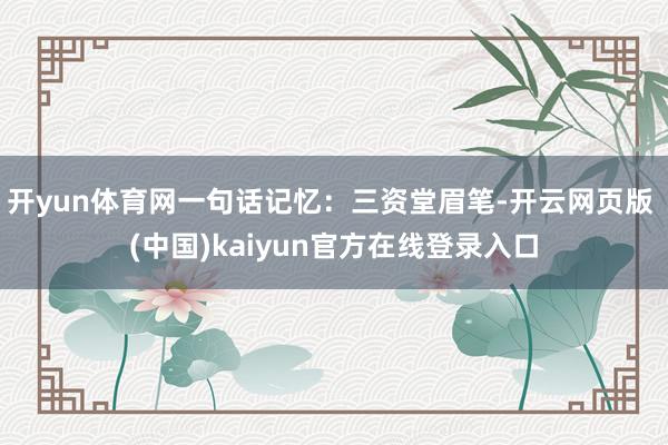开yun体育网一句话记忆：三资堂眉笔-开云网页版 (中国)kaiyun官方在线登录入口
